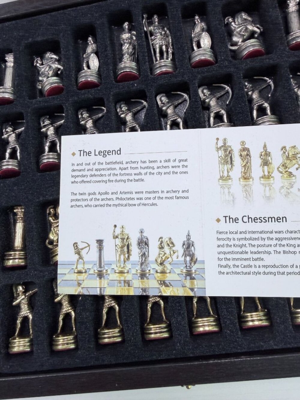 Manopoulos Chess Set Greek Mythology Archer Blue Complete Handcrafted - Picture 6 of 16